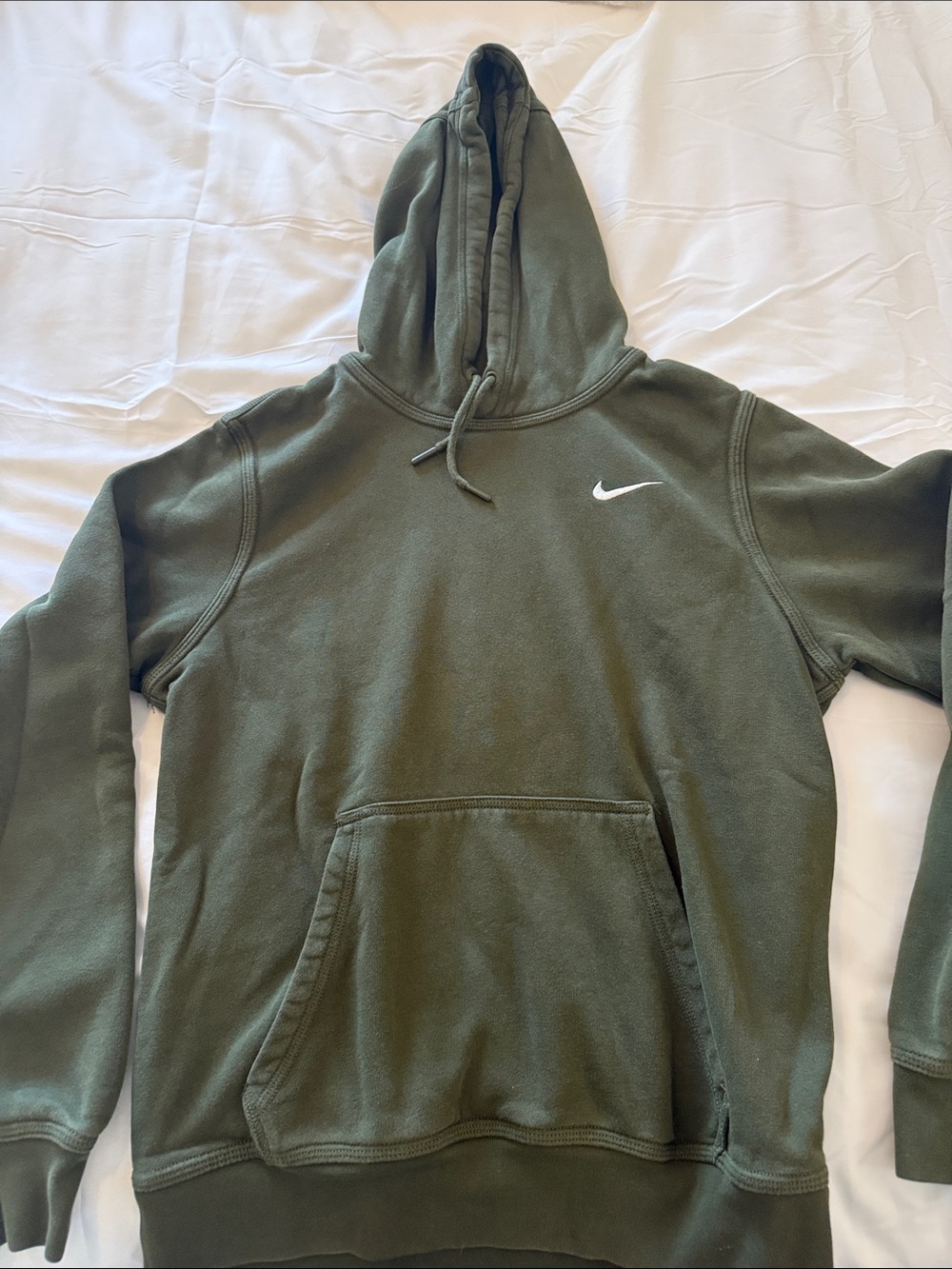 Nike Olive Green Pullover Hoodie with White Swoosh